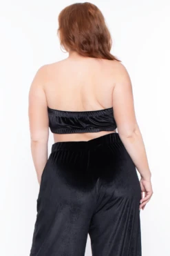 Plus Size Eloise Velour Bandeau & Pant Set - Black -Kitchensuppliesdeal curvy sense matching sets plus size eloise velour bandeau pant set black 29705817194593
