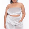 Plus Size Eloise Velour Bandeau & Pant Set - Stone -Kitchensuppliesdeal curvy sense matching sets plus size eloise velour bandeau pant set stone 29703477198945