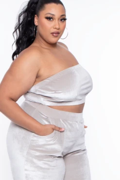 Plus Size Eloise Velour Bandeau & Pant Set - Stone 4 Plus Size Eloise Velour Bandeau & Pant Set - Stone -Kitchensuppliesdeal curvy sense matching sets plus size eloise velour bandeau pant set stone 29703490961505