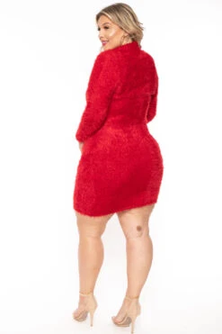 Plus Size Fuzzy Matching Set - Red -Kitchensuppliesdeal curvy sense matching sets plus size fuzzy matching set red 30406565429345