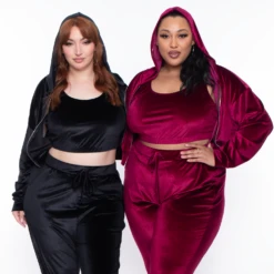 Plus Size Gaby Velour Tank & Jogger Set - Burgundy -Kitchensuppliesdeal curvy sense matching sets plus size gaby velour tank jogger set burgundy 29588559200353