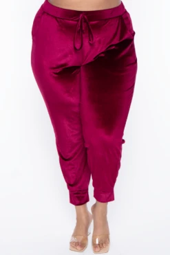 Plus Size Gaby Velour Tank & Jogger Set - Burgundy -Kitchensuppliesdeal curvy sense matching sets plus size gaby velour tank jogger set burgundy 29588737785953