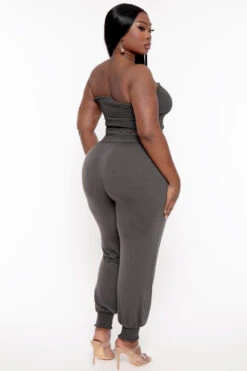 Plus Size Ginara Matching Jogger Set - Ash Grey -Kitchensuppliesdeal curvy sense matching sets plus size ginara matching jogger set ash grey 31792786866273