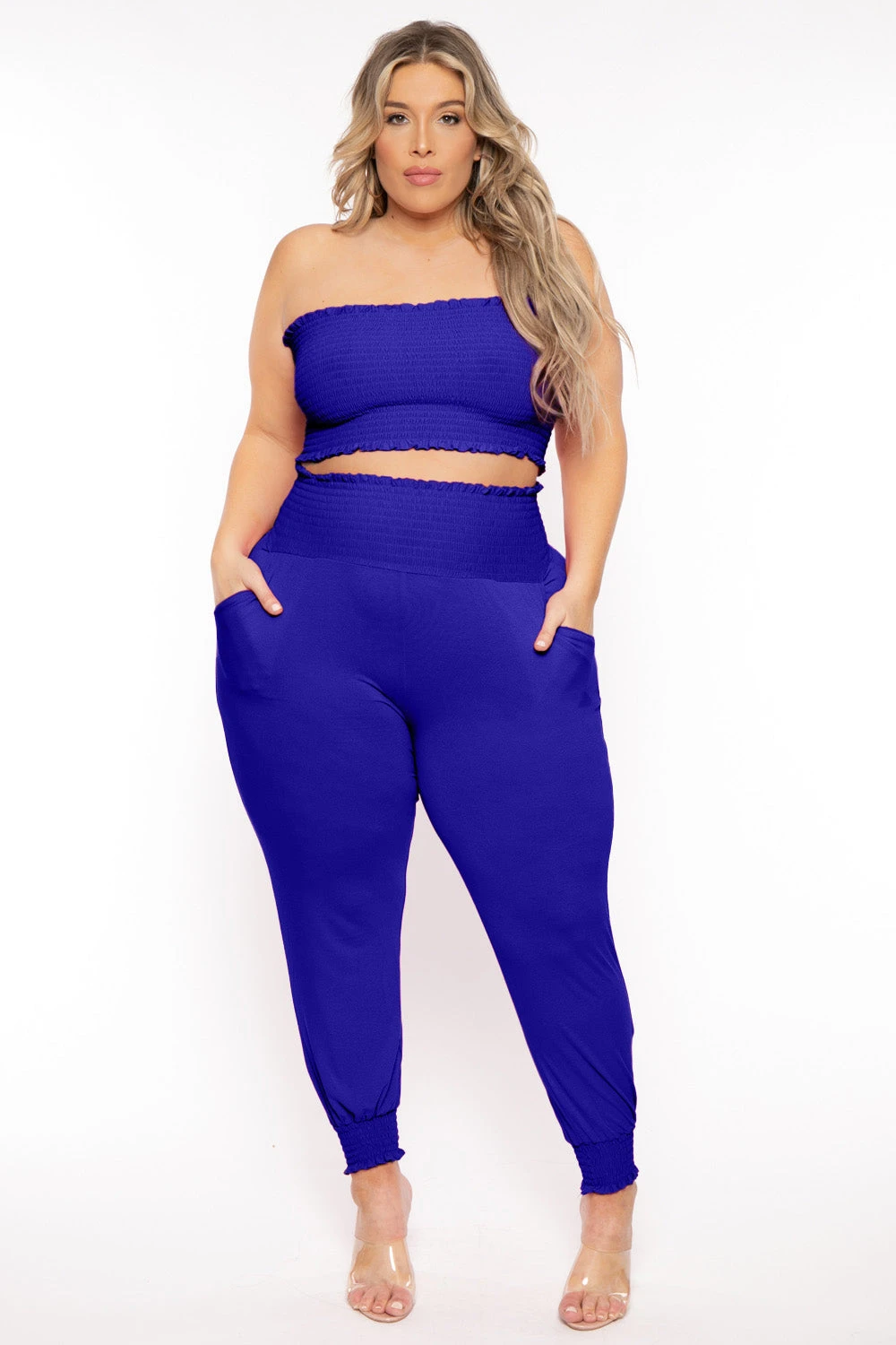 Plus Size Ginara Matching Jogger Set - Blue Plus Size Ginara Matching Jogger Set - Blue -Kitchensuppliesdeal curvy sense matching sets plus size ginara matching jogger set blue 32046641315937