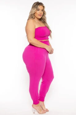 Plus Size Ginara Matching Jogger Set - Hot Pink -Kitchensuppliesdeal curvy sense matching sets plus size ginara matching jogger set hot pink 31780515577953