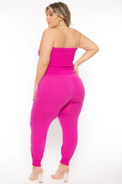 Plus Size Ginara Matching Jogger Set - Hot Pink -Kitchensuppliesdeal curvy sense matching sets plus size ginara matching jogger set hot pink 31780515709025