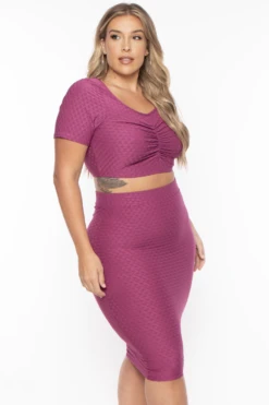 Plus Size Isla Textured Matching Set - Magenta 5 Plus Size Isla Textured Matching Set - Magenta -Kitchensuppliesdeal curvy sense matching sets plus size isla textured matching set magenta 29883231895649