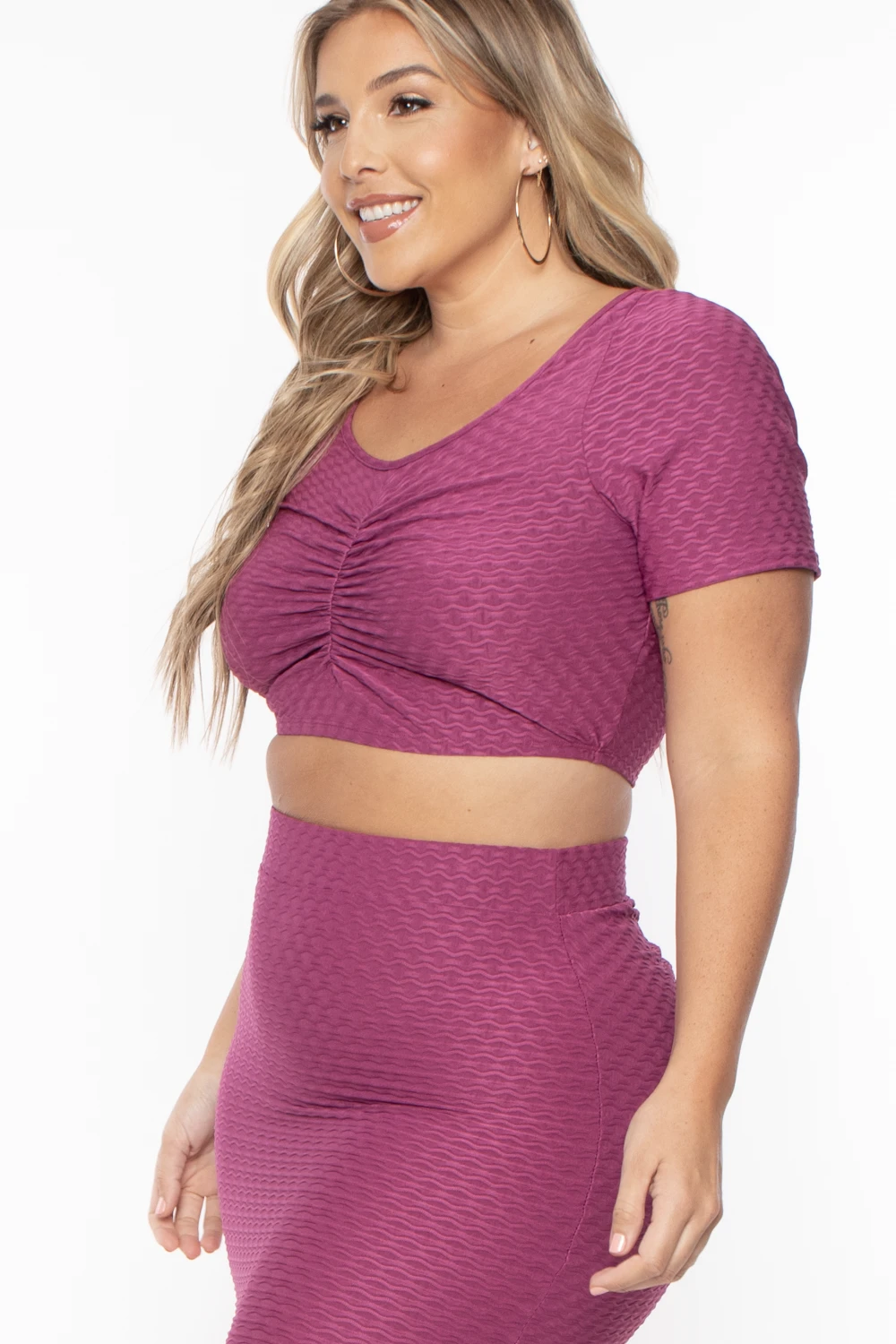 Plus Size Isla Textured Matching Set - Magenta Plus Size Isla Textured Matching Set - Magenta -Kitchensuppliesdeal curvy sense matching sets plus size isla textured matching set magenta 29883305066593