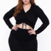 Solid Plus Size Kika Crop Top & Skirt Set - Black -Kitchensuppliesdeal curvy sense matching sets plus size kika crop top skirt set black 29587044925537