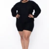Plus Size Knit Sweater And Shorts Set - Black 2 Plus Size Knit Sweater And Shorts Set - Black -Kitchensuppliesdeal curvy sense matching sets plus size knit sweater and shorts set black 29587183075425