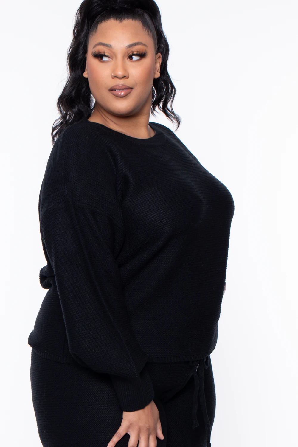 Plus Size Knit Sweater And Shorts Set - Black Plus Size Knit Sweater And Shorts Set - Black -Kitchensuppliesdeal curvy sense matching sets plus size knit sweater and shorts set black 29587205259361