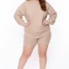 Plus Size Knit Sweater And Shorts Set - Taupe 1 Plus Size Knit Sweater And Shorts Set - Taupe -Kitchensuppliesdeal curvy sense matching sets plus size knit sweater and shorts set taupe 29587170263137