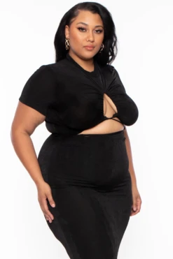 Plus Size Leanne Slinky Matching Set - Black -Kitchensuppliesdeal curvy sense matching sets plus size leanne slinky matching set black 29442548138081