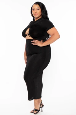 Plus Size Leanne Slinky Matching Set - Black -Kitchensuppliesdeal curvy sense matching sets plus size leanne slinky matching set black 29442563866721