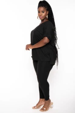 Plus Size Lexa Tee And Legging Pant Set - Black -Kitchensuppliesdeal curvy sense matching sets plus size lexa tee and legging pant set black 30026066493537