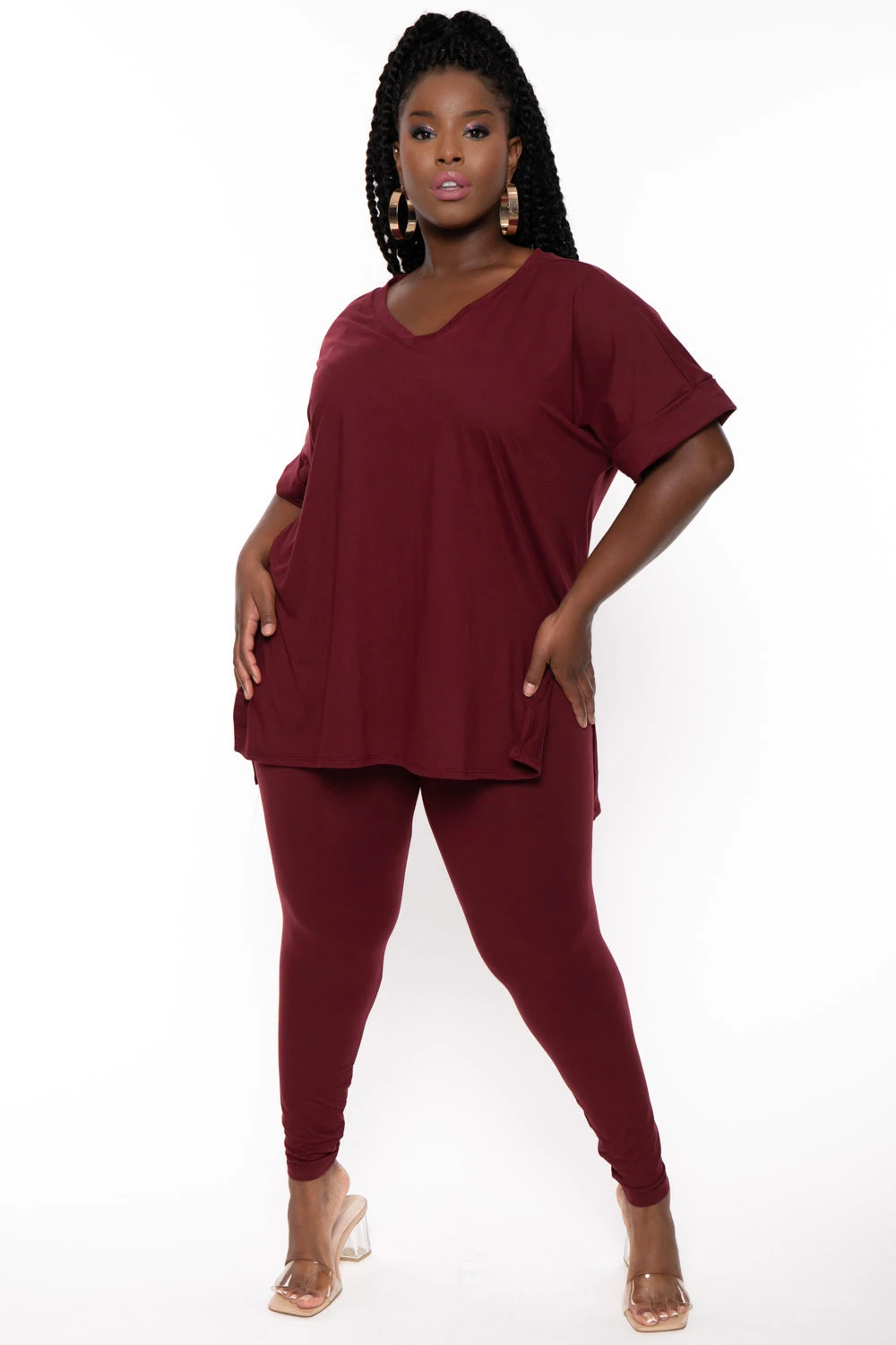 Plus Size Lexa Tee And Legging Pant Set - Burgundy Plus Size Lexa Tee And Legging Pant Set - Burgundy -Kitchensuppliesdeal curvy sense matching sets plus size lexa tee and legging pant set burgundy 30026066919521