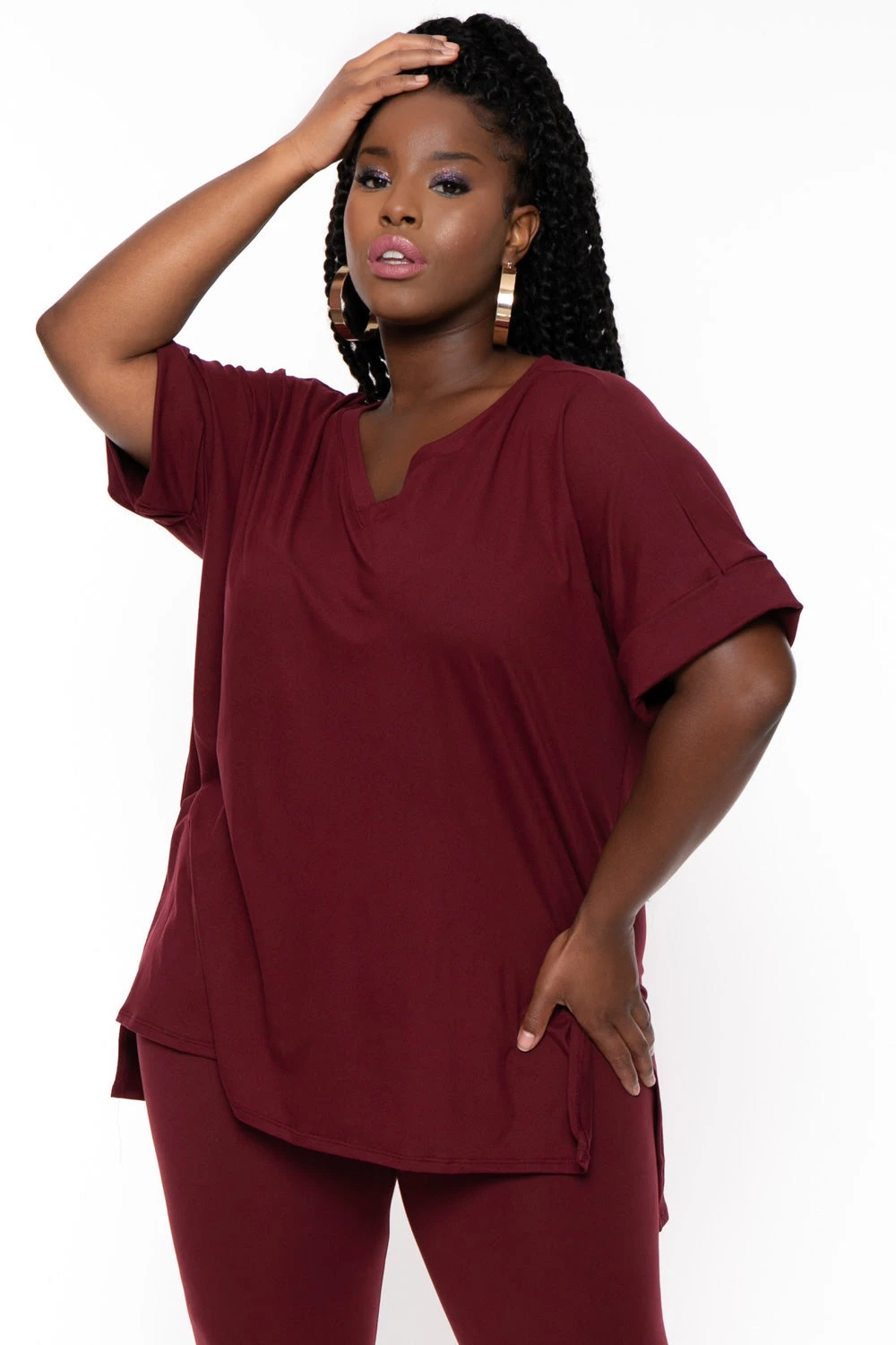 Plus Size Lexa Tee And Legging Pant Set - Burgundy Plus Size Lexa Tee And Legging Pant Set - Burgundy -Kitchensuppliesdeal curvy sense matching sets plus size lexa tee and legging pant set burgundy 30026066952289