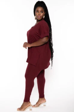 Plus Size Lexa Tee And Legging Pant Set - Burgundy 4 Plus Size Lexa Tee And Legging Pant Set - Burgundy -Kitchensuppliesdeal curvy sense matching sets plus size lexa tee and legging pant set burgundy 30026069672033