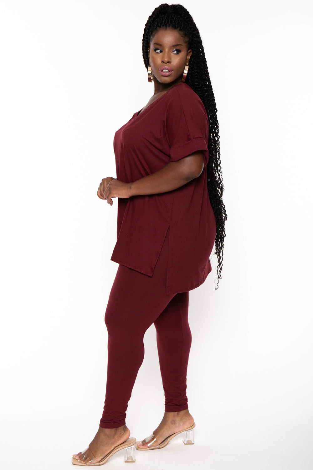 Plus Size Lexa Tee And Legging Pant Set - Burgundy Plus Size Lexa Tee And Legging Pant Set - Burgundy -Kitchensuppliesdeal curvy sense matching sets plus size lexa tee and legging pant set burgundy 30026069672033