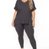 Plus Size Lexa Tee And Legging Pant Set - Grey -Kitchensuppliesdeal curvy sense matching sets plus size lexa tee and legging pant set grey 30026069737569