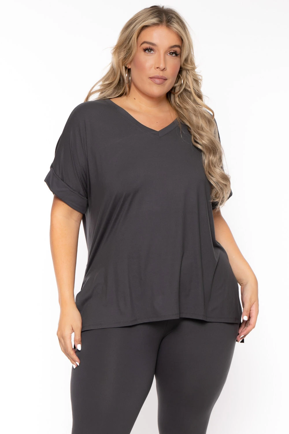 Plus Size Lexa Tee And Legging Pant Set - Grey Plus Size Lexa Tee And Legging Pant Set - Grey -Kitchensuppliesdeal curvy sense matching sets plus size lexa tee and legging pant set grey 30026069934177