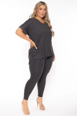 Plus Size Lexa Tee And Legging Pant Set - Grey 4 Plus Size Lexa Tee And Legging Pant Set - Grey -Kitchensuppliesdeal curvy sense matching sets plus size lexa tee and legging pant set grey 30026261987425