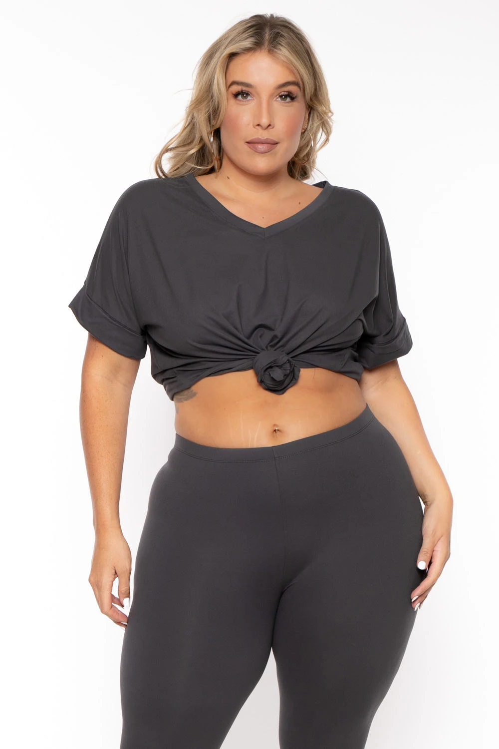 Plus Size Lexa Tee And Legging Pant Set - Grey Plus Size Lexa Tee And Legging Pant Set - Grey -Kitchensuppliesdeal curvy sense matching sets plus size lexa tee and legging pant set grey 30026363043937