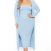 Plus Size Lizah Tube Dress And Cardigan Set - Baby Blue 2 Plus Size Lizah Tube Dress And Cardigan Set - Baby Blue -Kitchensuppliesdeal curvy sense matching sets plus size lizah tube dress and cardigan set baby blue 30026205397089