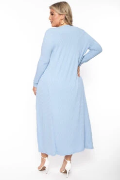 Plus Size Lizah Tube Dress And Cardigan Set - Baby Blue -Kitchensuppliesdeal curvy sense matching sets plus size lizah tube dress and cardigan set baby blue 30026205724769