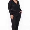 Plus Size Mila Lounge Jogger Set - Black -Kitchensuppliesdeal curvy sense matching sets plus size mila lounge jogger set black 29440899678305
