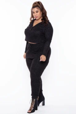 Plus Size Mila Lounge Jogger Set - Black 5 Plus Size Mila Lounge Jogger Set - Black -Kitchensuppliesdeal curvy sense matching sets plus size mila lounge jogger set black 29440900300897