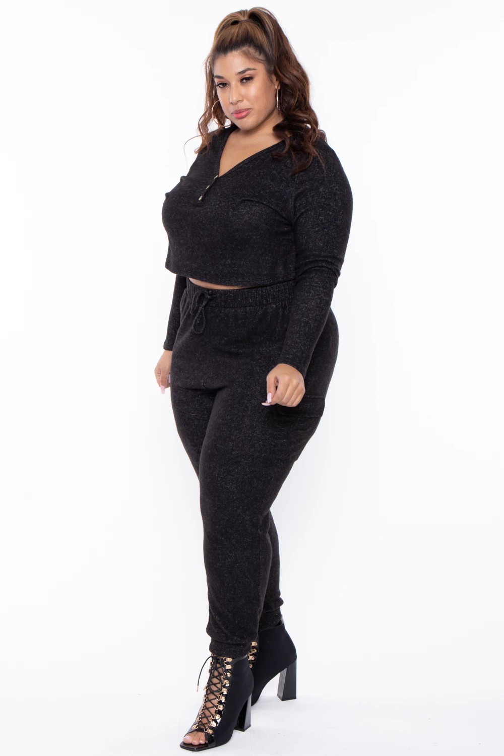 Plus Size Mila Lounge Jogger Set - Black Plus Size Mila Lounge Jogger Set - Black -Kitchensuppliesdeal curvy sense matching sets plus size mila lounge jogger set black 29440900300897
