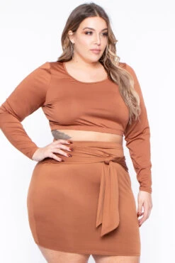 Plus Size Minnie Matching Set - Cognac -Kitchensuppliesdeal curvy sense matching sets plus size minnie matching set cognac 29885512974433