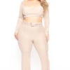 Plus Size Myla 2PC Cropped Matching Set - Khaki -Kitchensuppliesdeal curvy sense matching sets plus size myla 2pc cropped matching set khaki 31475388678241