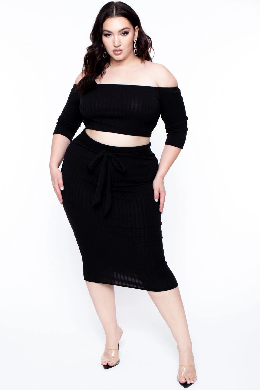 Plus Size Off The Shoulder Matching Set - Black Plus Size Off The Shoulder Matching Set - Black -Kitchensuppliesdeal curvy sense matching sets plus size off the shoulder matching set black 29447666368609
