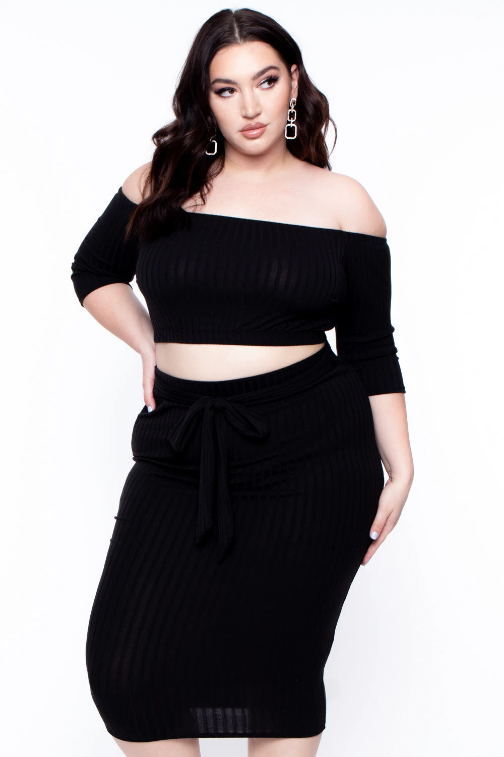 Plus Size Off The Shoulder Matching Set - Black Plus Size Off The Shoulder Matching Set - Black -Kitchensuppliesdeal curvy sense matching sets plus size off the shoulder matching set black 29447666401377
