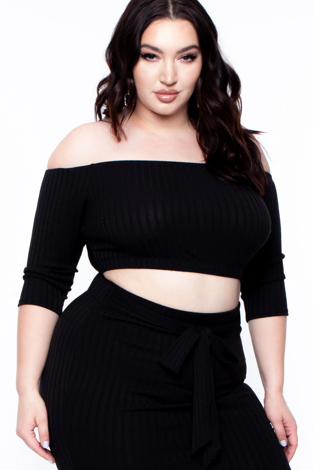 Plus Size Off The Shoulder Matching Set - Black Plus Size Off The Shoulder Matching Set - Black -Kitchensuppliesdeal curvy sense matching sets plus size off the shoulder matching set black 29447666761825