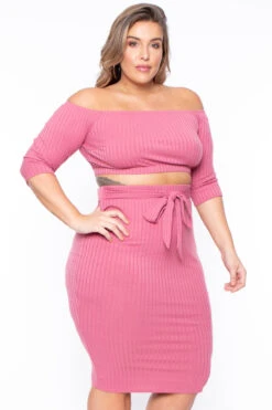 Plus Size Off The Shoulder Matching Set - Mauve 3 Plus Size Off The Shoulder Matching Set - Mauve -Kitchensuppliesdeal curvy sense matching sets plus size off the shoulder matching set mauve 29440234029153