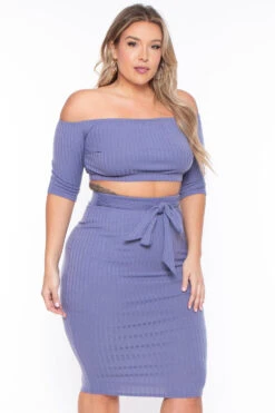 Plus Size Off The Shoulder Matching Set - Periwinkle 3 Plus Size Off The Shoulder Matching Set - Periwinkle -Kitchensuppliesdeal curvy sense matching sets plus size off the shoulder matching set periwinkle 29447671054433