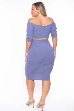 Plus Size Off The Shoulder Matching Set - Periwinkle 5 Plus Size Off The Shoulder Matching Set - Periwinkle -Kitchensuppliesdeal curvy sense matching sets plus size off the shoulder matching set periwinkle 29447676330081