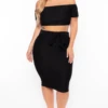 Plus Size Off The Shoulder Textured Matching Set - Black 1 Plus Size Off The Shoulder Textured Matching Set - Black -Kitchensuppliesdeal curvy sense matching sets plus size off the shoulder textured matching set black 29261428686945