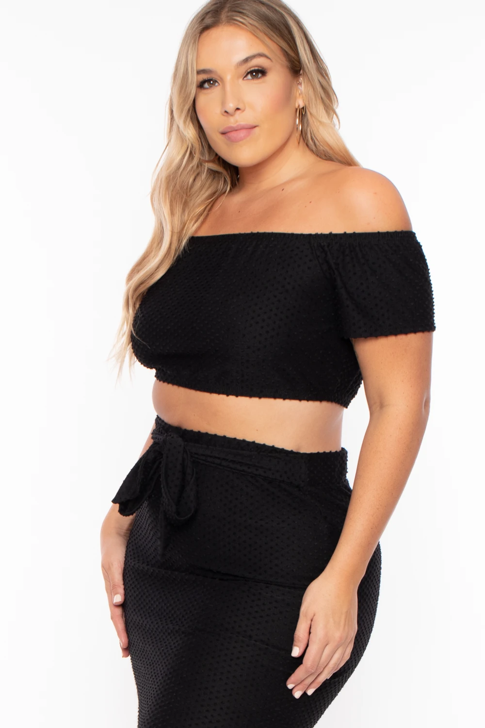 Plus Size Off The Shoulder Textured Matching Set - Black Plus Size Off The Shoulder Textured Matching Set - Black -Kitchensuppliesdeal curvy sense matching sets plus size off the shoulder textured matching set black 29261433667681