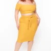 Plus Size Off The Shoulder Textured Matching Set - Mustard 2 Plus Size Off The Shoulder Textured Matching Set - Mustard -Kitchensuppliesdeal curvy sense matching sets plus size off the shoulder textured matching set mustard 29703823818849