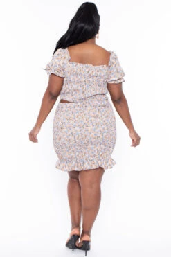 Plus Size Primrose Matching Skirt Set - Blue -Kitchensuppliesdeal curvy sense matching sets plus size primrose matching skirt set blue 29264049504353