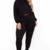 Plus Size Rachel Hoodie & Jogger Set - Black -Kitchensuppliesdeal curvy sense matching sets plus size rachel hoodie jogger set black 29258059481185