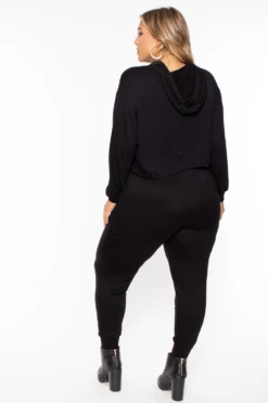 Plus Size Rachel Hoodie & Jogger Set - Black -Kitchensuppliesdeal curvy sense matching sets plus size rachel hoodie jogger set black 29258070622305