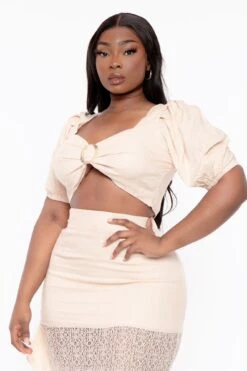 Plus Size Rosalia Top & Ruffle Skirt Set - Tan 4 Plus Size Rosalia Top & Ruffle Skirt Set - Tan -Kitchensuppliesdeal curvy sense matching sets plus size rosalia top ruffle skirt set tan 31641033637985