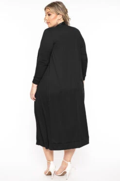 Plus Size Shayla 2PC Cardigan And Dress - Black -Kitchensuppliesdeal curvy sense matching sets plus size shayla 2pc cardigan and dress black 31726472953953