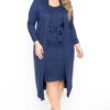 Plus Size Shayla 2PC Cardigan And Dress - Blue -Kitchensuppliesdeal curvy sense matching sets plus size shayla 2pc cardigan and dress blue 31342729855073