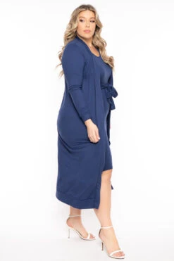 Plus Size Shayla 2PC Cardigan And Dress - Blue 4 Plus Size Shayla 2PC Cardigan And Dress - Blue -Kitchensuppliesdeal curvy sense matching sets plus size shayla 2pc cardigan and dress blue 31342730739809